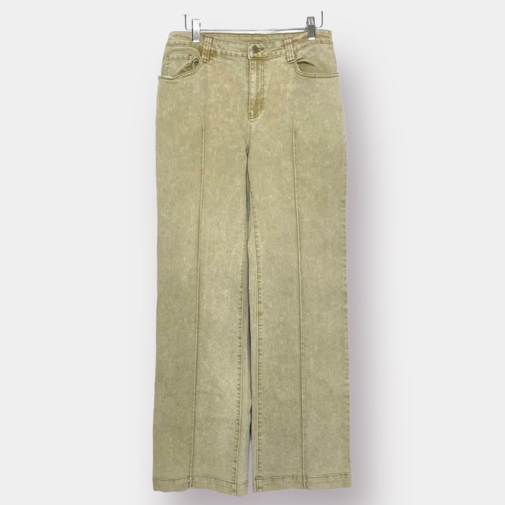 Soft Surroundings Olive-Green Wide Leg Jeans